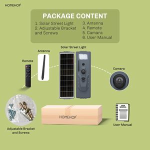 Lampes solaires de rue Homehop pour l'extérieur, 300 watts, détecteur de mouvement, lampe LED de sécurité pour la maison et le jardin - Product Image 6