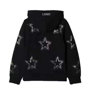 Sweats à capuche personnalisés avec strass pour femmes Taille XS Pull à fermeture éclair complète avec logo imprimé et design - Product Image 3