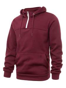 OEM personalizado bordado 100% algodón de los hombres de lana deportes de gran tamaño en blanco de ajuste suelto trabajo sudaderas con capucha de peso pesado cuarto de cremallera sudadera - Product Image 5