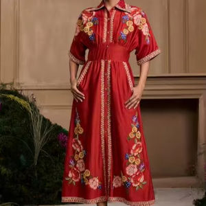 เดรสโบฮีเมียนแขนครึ่งแขนสำหรับผู้หญิง, เดรสแขนเสื้อแต่งจีบคอแต่งระบายเสื้อสไตล์ยูเครนสำหรับผู้หญิงฟรีไซส์ - Product Image 1