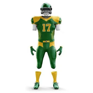 ชุดเครื่องแบบฟุตบอลอเมริกันสีเขียวชุดเสื้อเจอร์ซีย์และกางเกงที่ออกแบบเองสำหรับฝึกซ้อม - Product Image 3