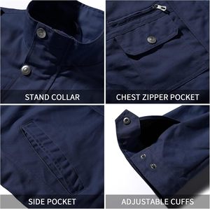 Vente en gros de vestes en toile pour hommes Vestes en coton de haute qualité pour la saison d'hiver Nouveau design de vestes en toile en coton à fermeture éclair pour hommes - Product Image 6