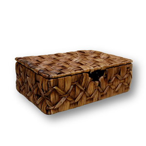 ขายร้อนตะกร้าผักตบชวาพร้อมฝาปิดตะกร้าเก็บปลอดภัยและจับสําหรับพกพาสะดวกทําด้วยมือโดยเวียดนาม - Product Image 2