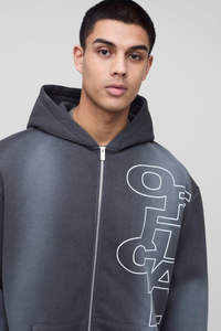 Conjunto de Sudadera con Capucha y Pantalones Deportivos Unisex con Estampado Personalizado, Lavado Ácido, Estilo Holgado con Hombros Caídos y Capucha con Cremallera, Chándal con Lavado por Pulverización - Product Image 2