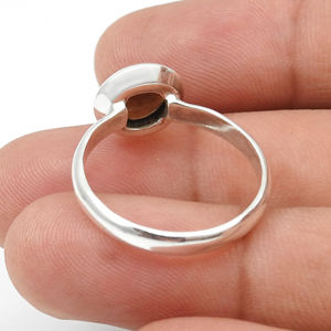 925แหวนพลอยโอปอลทรงกลมสีดำธรรมชาติเงินสเตอร์ลิงเครื่องประดับแฟชั่นชุดฝาแหวนเวอร์เมอร์ - Product Image 4