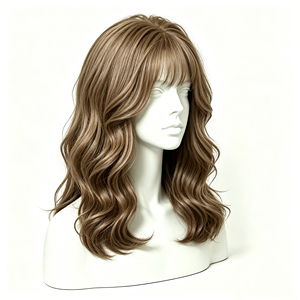Peluca de Cabello Humano con Tinte Marrón Caramelo, Estilo Francés - Product Image 2
