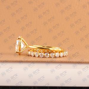 ชุดแหวนหมั้นเพชรโมอิสสีทอง18KT สำหรับผู้หญิง2.00 tcw รูปไข่ - Product Image 6