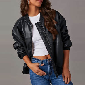 Blouson aviateur classique en cuir pour femmes veste de mode à fermeture à glissière durable pour toutes les tenues quotidiennes de la saison - Product Image 6