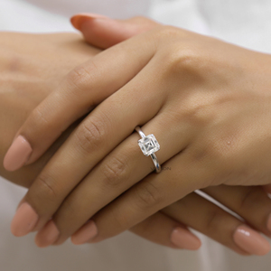 2 Carat Asscher Cut Moissanite Diamond Bague de fiançailles à queue de pavé Solitaire Bague de proposition pour femmes Bagues en pierres précieuses - Product Image 3