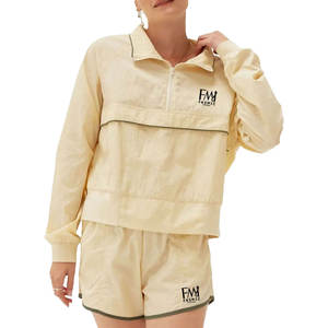 Conjuntos de verano estilo Hip Hop 100% tela de poliéster cortavientos cremallera recortada Top conjunto corto con logotipo impreso personalizado - Product Image 4