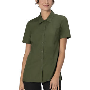 Camisas de negocios de manga corta para mujer Logotipo personalizado Impresión Bordado para uniformes de trabajo Blusa de oficina Proveedor de fábrica - Product Image 1