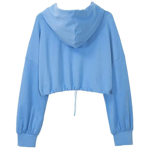 Sudadera con capucha corta de Invierno para mujer, suave, transpirable, ecológica, con cremallera, corte corto, servicio OEM, Color y logotipo personalizados - Product Image 2