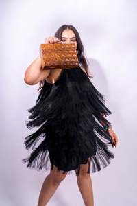 Bolso de mano con estampado de madera Royal Elephant y bolso cruzado Embragues de noche de metal - Product Image 4