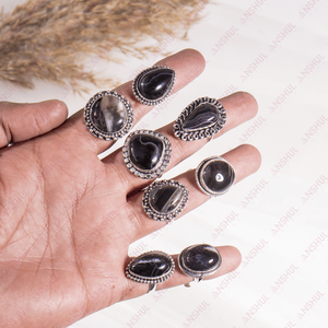 Anillos de cabujón de ágata Sulemani negra, los más modernos y elegantes, piedras preciosas curativas para joyería, fiestas, meditación, al mejor precio. - Product Image 4