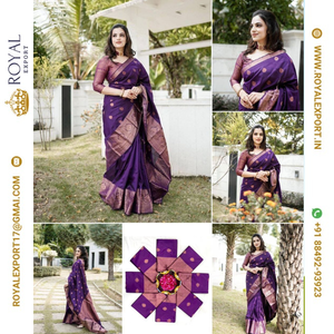 Presentación de nuevas colecciones Blissful Soft Lichi Silk Beautiful Rich Pallu Saree al por mayor por Royal Export en Surat Gujarat - Product Image 5