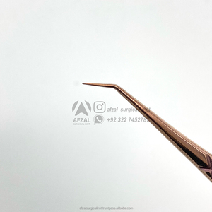Pinzas de extensión de pestañas de volumen ruso de 90 grados con etiqueta privada, punta de fibra de oro rosa de Plasma, agarre de diamante, tipo de punta puntiaguda - Product Image 6