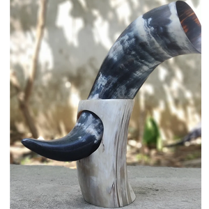 Corne à boire viking en buffle pour cadeau de mariage avec support de corne pour la vaisselle, corne à boire viking de qualité supérieure pour la maison - Product Image 2