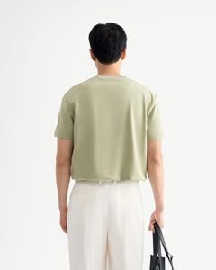 Camiseta de punto de manga corta para hombre, detalle de cinta, ajuste Regular, algodón suave, comodidad, Formal, uso diario, rutina, Vietnam, transpirable - Product Image 4