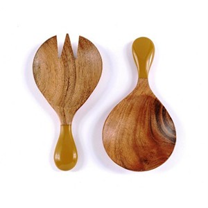 Juego de servidor de ensalada de madera de mango Juego de servidor de ensalada de madera de 2 piezas ARTÍCULO DE COCINA ÚNICO HECHO A MANO - Product Image 4