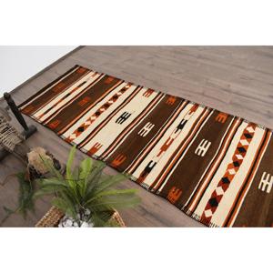 พรมคิลิมขนาด 2.8x12.2 ฟุต พรมตุรกีโบราณ พรมลายพรางสีน้ำตาลแดง - Product Image 5