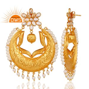 ต่างหูพลอยอเมทิสต์ประดับเพทายและไข่มุกน้ำจืดธรรมชาติชุบทองดีไซน์ล่าสุด - Product Image 3