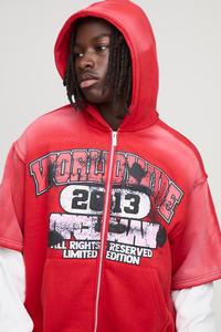 เสื้อมีฮู้ดแบบรูดซิปสำหรับผู้ชายผ้าคอตตอนพิมพ์โลโก้ได้ตามต้องการ - Product Image 6