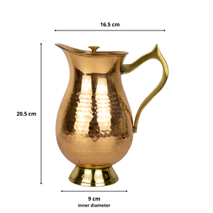 Pichet à eau moderne et luxueux de 1,5 L en cuivre pur avec poignée et base en laiton pour le vin de fête, bénéfique pour la santé. - Product Image 6