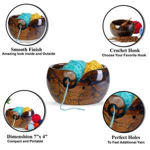 Cuenco para Hilos Grande de Madera de Palisandro, 7 Pulgadas de Diámetro x 4 Pulgadas de Altura, Cuenco Pequeño para Hilos, Regalo, Cuenco de Almacenamiento de Hilos de Madera de Haya Premium Hecho a Mano - Product Image 3