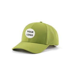 OEM 6-Panel Performance Golf Hat with Custom Logo Laser Cut Holes Lightweight Breathable <b>Snapback</b> <b>Cap</b> for Outdoor Sports - Product Image 2