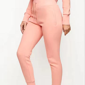 กางเกงออกกำลังกายแบบลำลองสำหรับผู้หญิงกางเกงวิ่งพร้อมเชือกรัดเอวสีพื้น - Product Image 4
