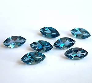 Topaze Bleue Naturelle de Londres Coupe Marquise 5x10mm Faceted - Loose London Blue Topaz Marquise Cut Gemstone Top Quality - Product Image 3