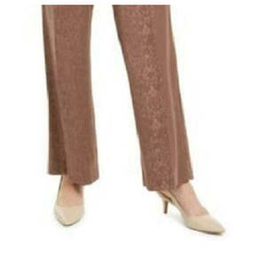 Pantaloni Alfani da donna a gamba larga in crêpe marrone, a vita alta, stile ufficio, taglia 10 - Design cargo traspirante e increspato per l'autunno - Product Image 3