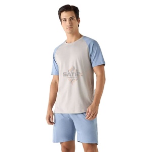 Ensemble 2 pièces pour homme, nouveau design, été, costume de sport pour homme avec poches, manches courtes, 100% coton, chemise et short pour homme pour un usage quotidien - Product Image 1