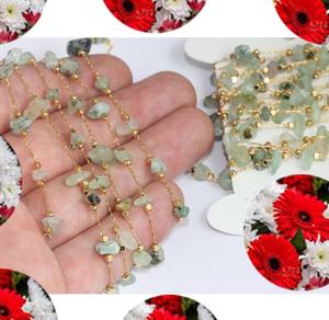 Arc-en-ciel pierre de lune brute 4-5 mètres chapelet chaîne en laiton plaqué or chaîne pour la fête porter chaîne pour la fête porter prix de gros bijoux - Product Image 4