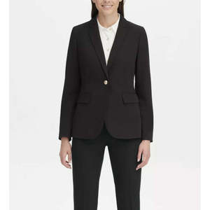 Blazer da donna Tommy Hilfiger in velluto a coste, monopetto, nero, taglia 10, lunghezza corta, chiusura doppiopetto - Product Image 1