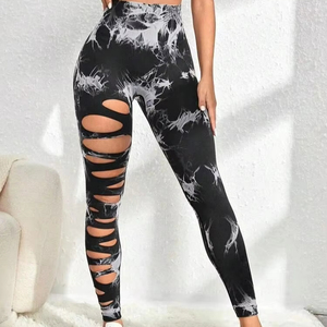 กางเกงโยคะไร้ตะเข็บลายไท-ได แบบใหม่ เอวกลาง ทรงออลอินวัน สำหรับออกกำลังกาย ฟิตเนส เล่นกีฬา สำหรับสาวๆ ผลิตจากผ้าสแปนเด็กซ์ - Product Image 1