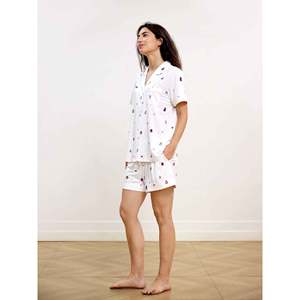 NakedSoft Women's Summer Bamboo Pajama Set Casual Short Sleeve <b>Pants</b> Buttoned Drawstring Closure Custom Logo Woven Spandex - Product Image 4