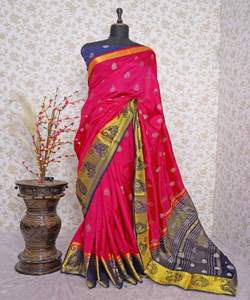 Oranje Sari Voor Een Levendige En Energieke Vibe Rijke Kantoorkleding Kanchipuram Zijden <span class=keywords><strong>Saree</strong></span> Met Worstelrand - Product Image 1