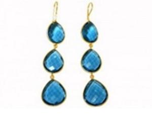 Pendientes en forma de pera de Plata de Ley 925, piedra preciosa de cuarzo, Topacio Azul, novedad - Product Image 1