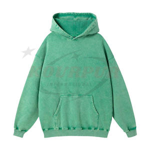 Sudadera con capucha personalizada Trabajo de otoño e invierno 330 GSM Ropa mezclada de algodón lavado con ácido Sudadera con capucha Abrigo Estampado Sudadera con capucha de manga larga - Product Image 2