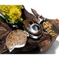 Pendentif en pierre précieuse naturelle Saptérian et Ammonite, chaîne en argent sterling 925, collier fait main, pendentif de mode pour mariée