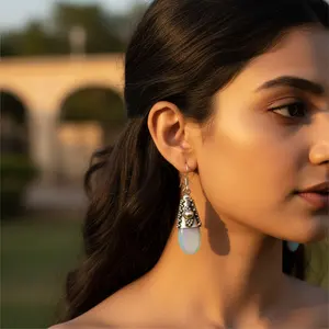 Pendientes de Plata 925 con Calcedonia en Forma de Gota para Mujer, Joyería de Moda, Idea de Regalo - Product Image 3