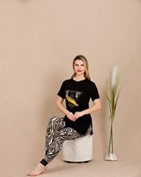 Ensemble de pyjama décontracté d'été en viscose pour femme, qualité turque, motif à pois, doux, respirant, manches longues, short, longueur genou, vêtements de nuit