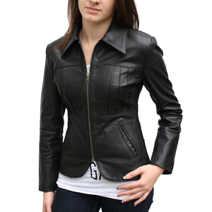 Veste en cuir nouvelle conception sur mesure pour femmes Veste en cuir boutonnée tendance pour femmes Manches longues avec des couleurs personnalisées - Product Image 3