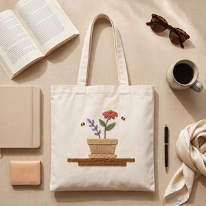 Bolsa de Tela de Algodón con Diseño Floral de Abejas Garden Bloom, 14x16 Pulgadas, Bolsa de Compras de Lona con Logotipo Personalizado al por Mayor - Product Image 4