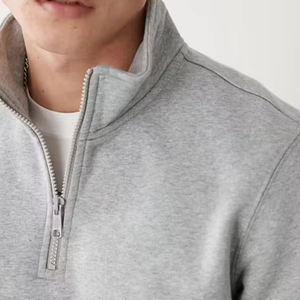 Street Style meilleure qualité hommes sweats à capuche 100% coton tenue décontracté quart Zip pull sweat pour hommes - Product Image 2