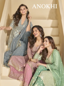 Diseñador Anokhi Modern Festive Salwar Kameez Palazzo Suit Real Georgette con bordado pesado y trabajo de secuencia para fiestas - Product Image 4