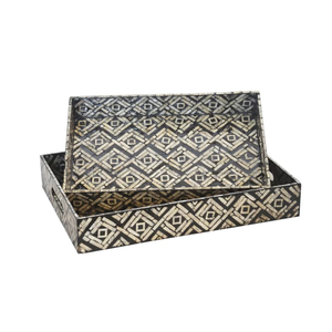 Bandeja de café con incrustaciones de nácar, buen precio al por mayor, bandejas decorativas hechas a mano hechas en Vietnam - Product Image 2