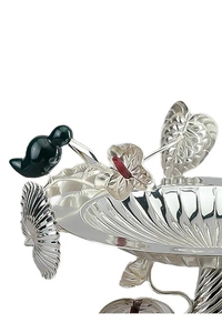 Meilleur design et prix bon marché Humming Bird Bol décoratif antique de service de fruits en laiton plaqué argent - Product Image 4