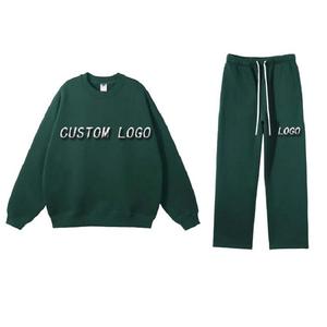 Sweat à capuche pour hommes de haute qualité unisexe 350gsm survêtement de couleur unie surdimensionné élégant sweat pour hommes 2 pièces-ensemble - Product Image 1